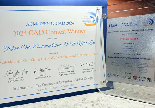 Yufan won the first prize in ICCAD 2024 Contest Problem C